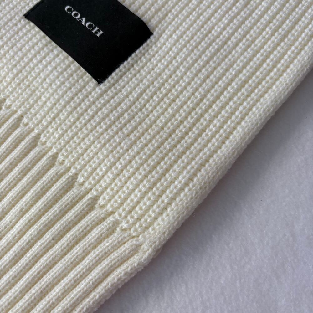 Coach Women's Woven Patch Knit Scarf Cream Ivory Color NWT - Picture 9 of 12